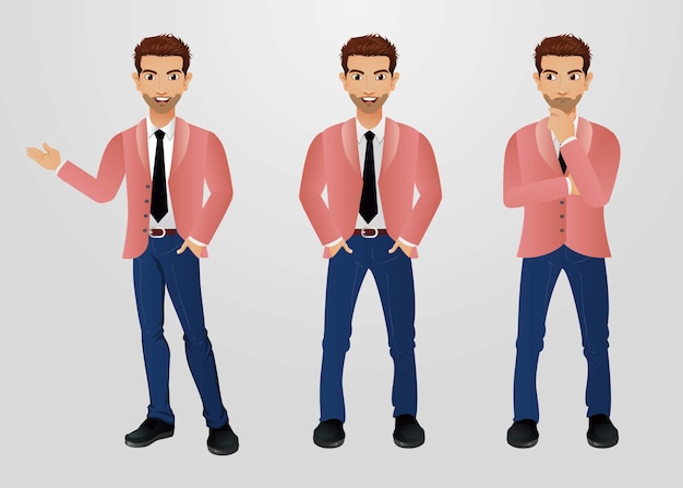 Vector conjunto de personajes de hombre