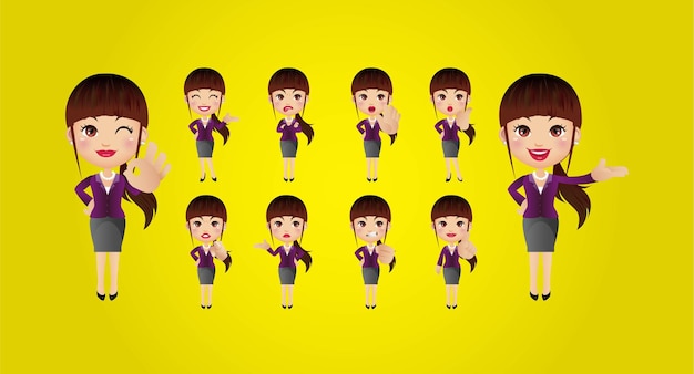 Conjunto de personajes de mujer