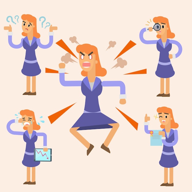 Conjunto de personajes de mujeres de negocios Ilustración vectorial en estilo plano