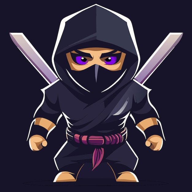 Conjunto de personajes ninja de vista frontal