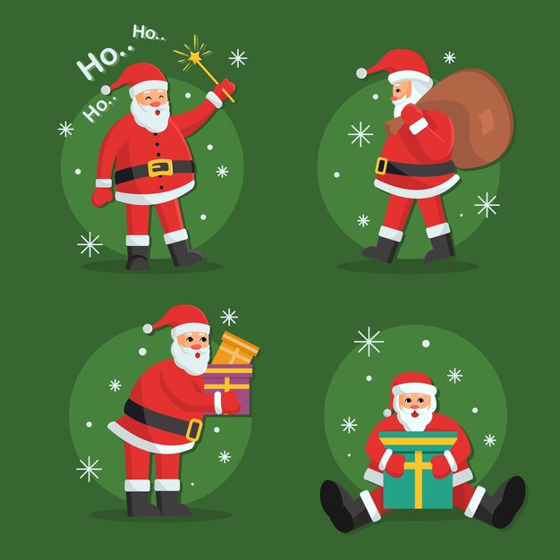 Vector conjunto de personajes de santa claus