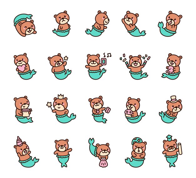 Conjunto de personajes de la sirena
