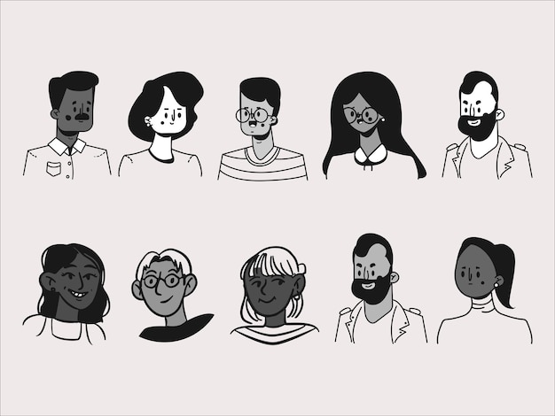 conjunto de personas avatares iconos ilustración vectorial