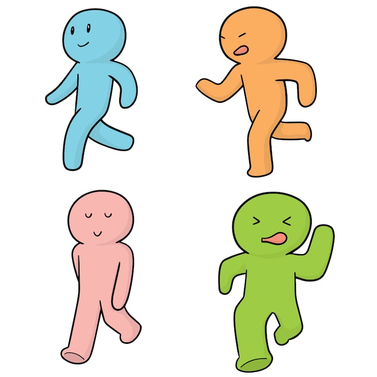 Vector conjunto de personas caminar y correr