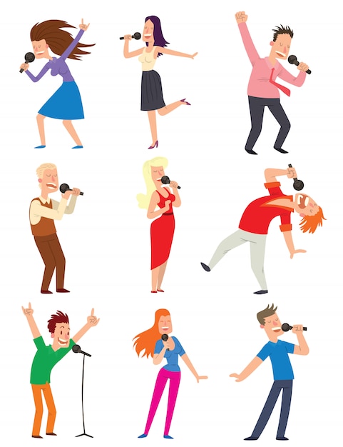 Vector conjunto de personas cantando.