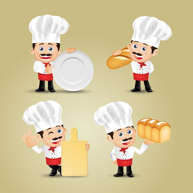 Vector conjunto de personas chef de profesión