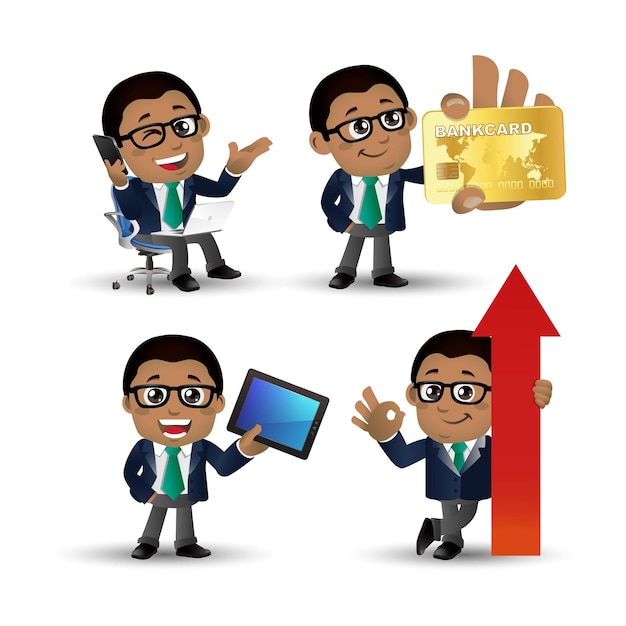 Conjunto de personas Conjunto de empresario africano de negocios