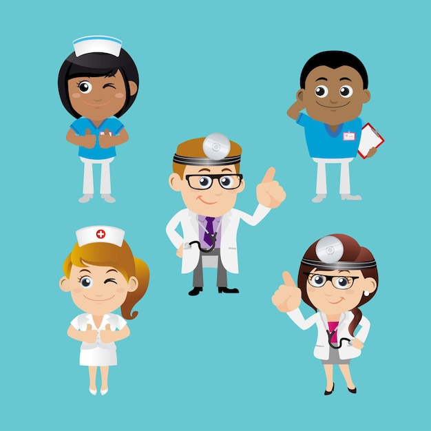 Vector conjunto de personas conjunto de médico de profesión