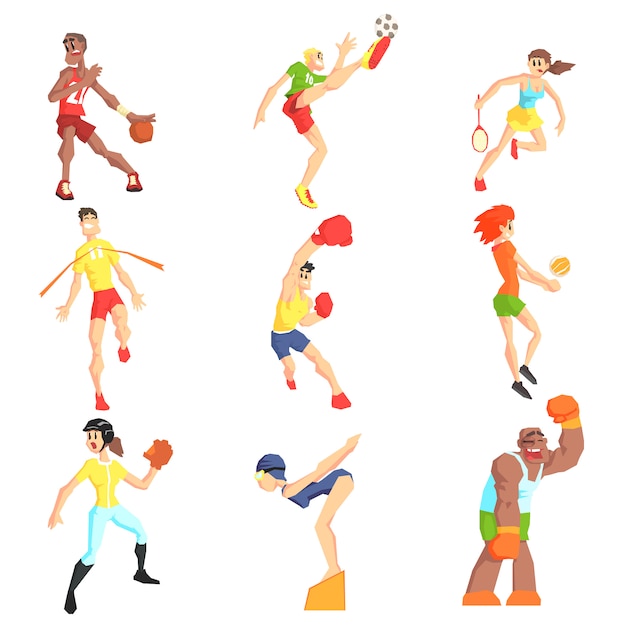 Vector conjunto de personas deportivas