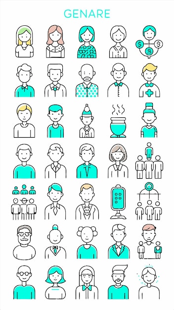 un conjunto de personas con diferentes iconos y las palabras el nombre de la persona