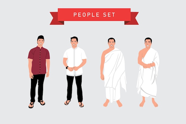 Vector conjunto de personas en diferentes poses ilustración vectorial en estilo plano