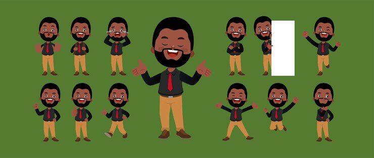 Vector conjunto de personas con diferentes poses.