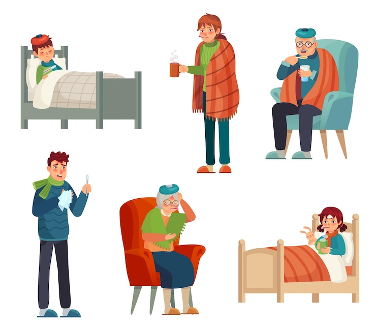 Vector conjunto de personas enfermas