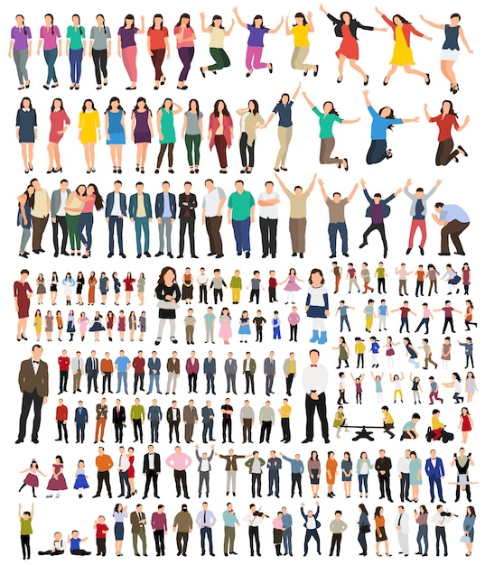 Vector conjunto de personas de estilo plano aislado