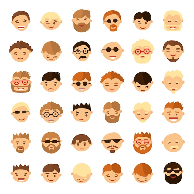 Conjunto de personas frente a los iconos de estilo plano.