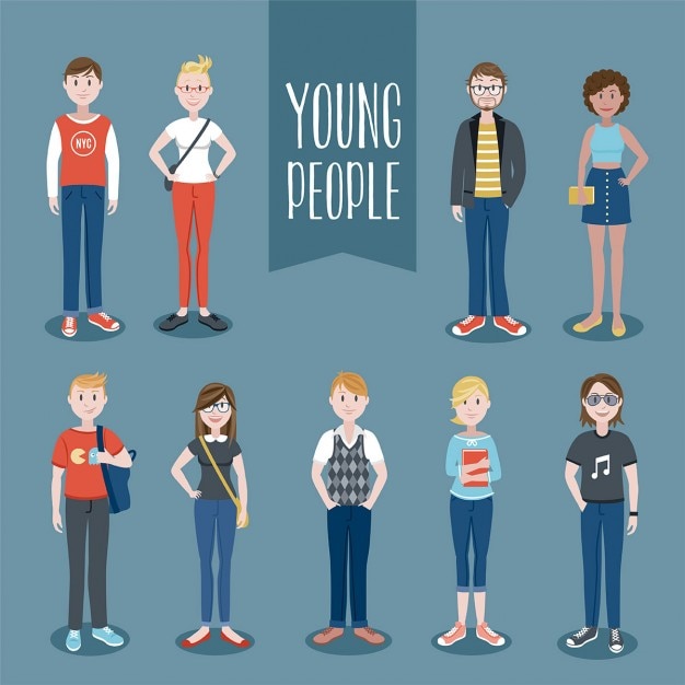 Vector conjunto de personas jóvenes