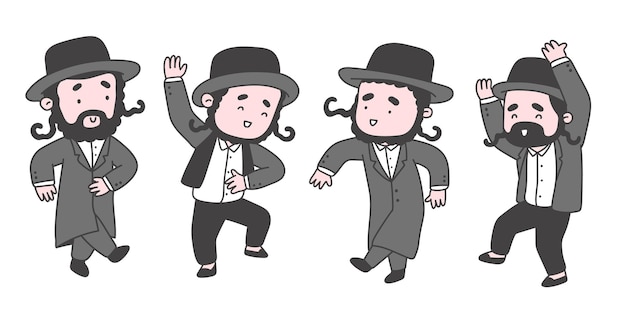 Conjunto de personas judías en estilo de dibujos animados