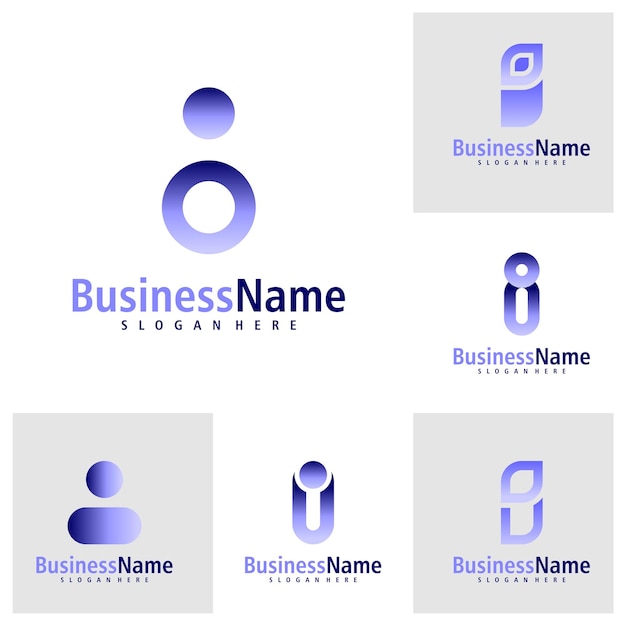 Conjunto de personas con la letra I vector de diseño de logotipo Creative Initial I plantilla de conceptos de logotipo