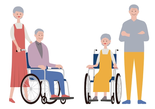 Conjunto De Personas Mayores Aisladas Sobre Un Fondo Blanco. Ilustración Vectorial En Un Estilo Plano.