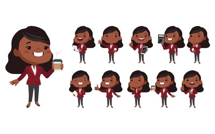 Vector conjunto de personas de negocios en diferentes posiciones.