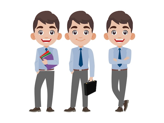 Conjunto de personas de negocios en diferentes posiciones.