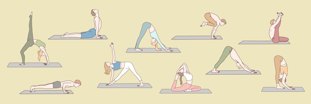 Conjunto de personas que hacen concepto de yoga