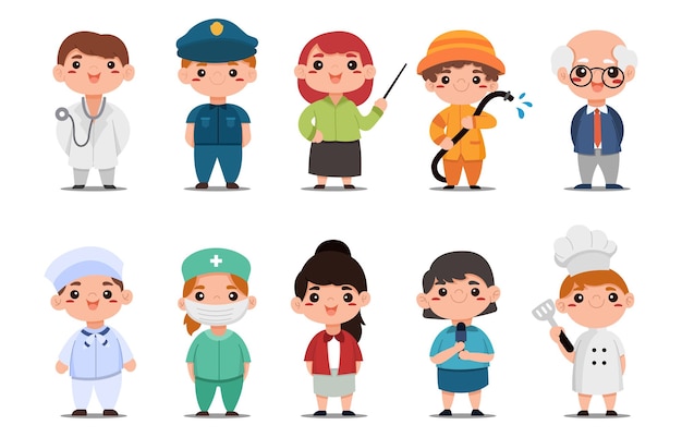 Conjunto de personas con su profesión
