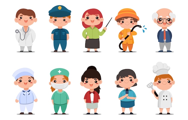 Vector conjunto de personas con su profesión