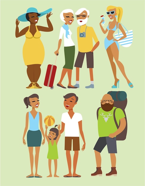 Vector conjunto de personas de vacaciones