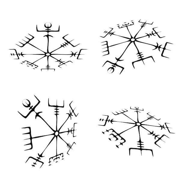 Vector conjunto de perspectiva vikinga vegvisir