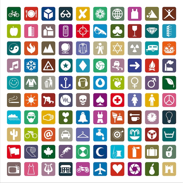 Conjunto de pictogramas gráficos y de colores