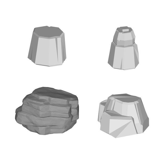 Vector conjunto de piedras 3d