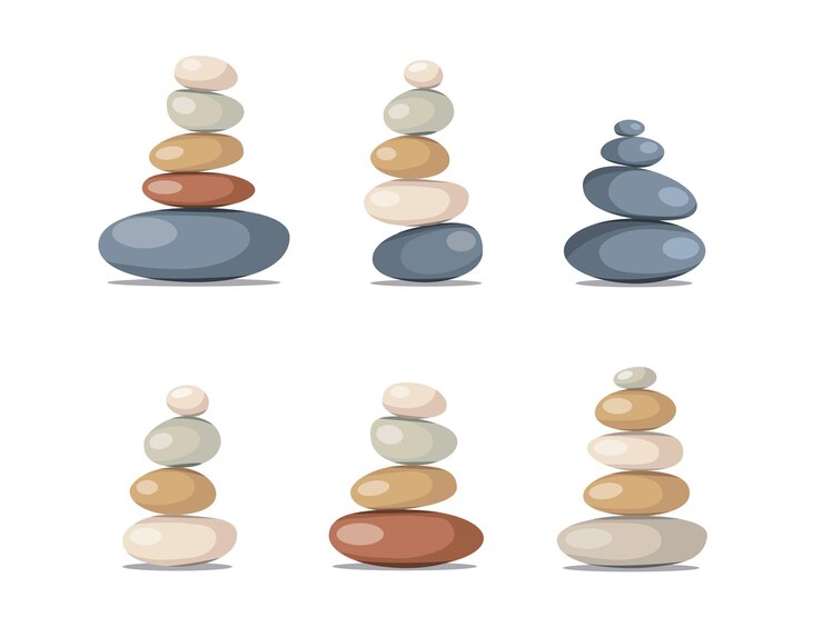 Vector conjunto de piedras equilibradas en composición zen