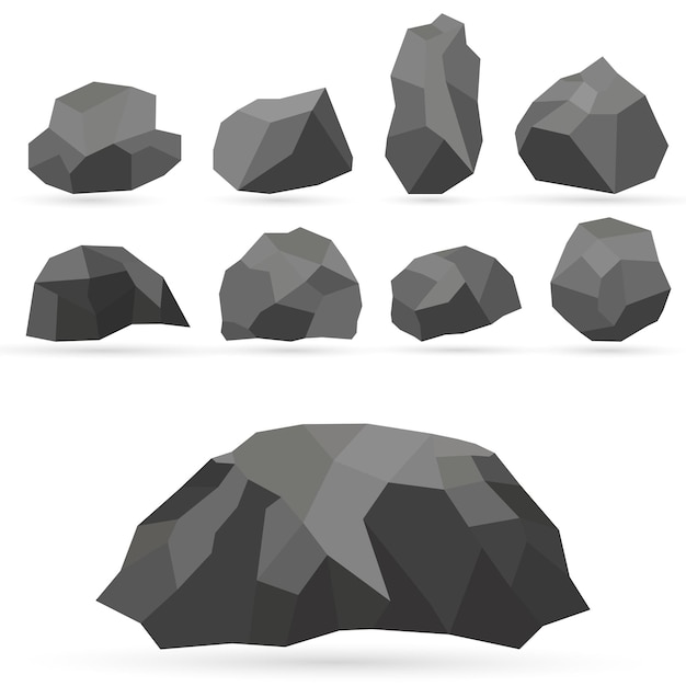 conjunto, de, piedras, en, plano, estilo, roca, piedra