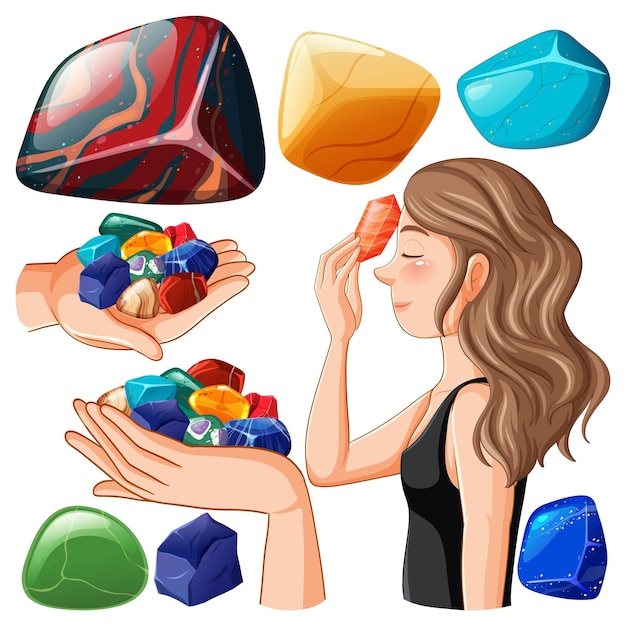 Vector conjunto de piedras preciosas de la suerte