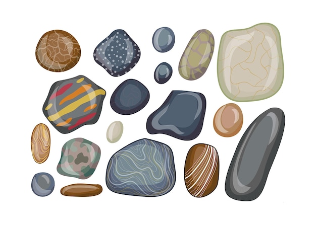 Vector conjunto de piedras realistas.