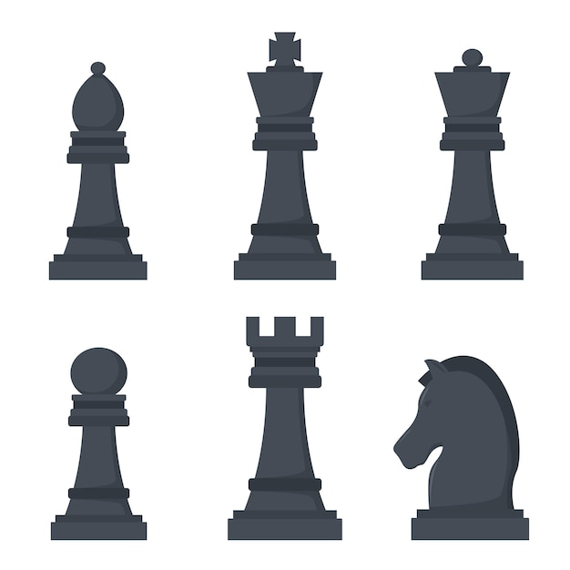 Conjunto de piezas de ajedrez Ilustración vectorial en estilo de diseño plano aislado en fondo blanco