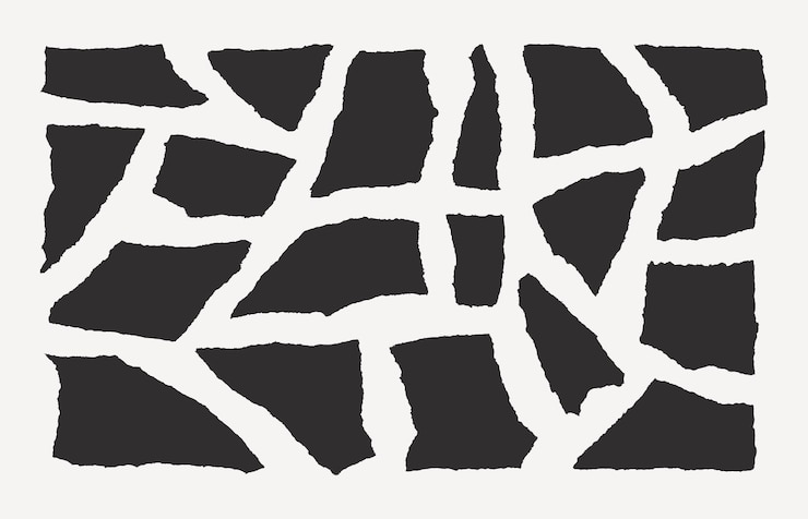 Vector conjunto de piezas de papel rasgadas forma de collage vectorial de siluetas de papeles rasgados negros