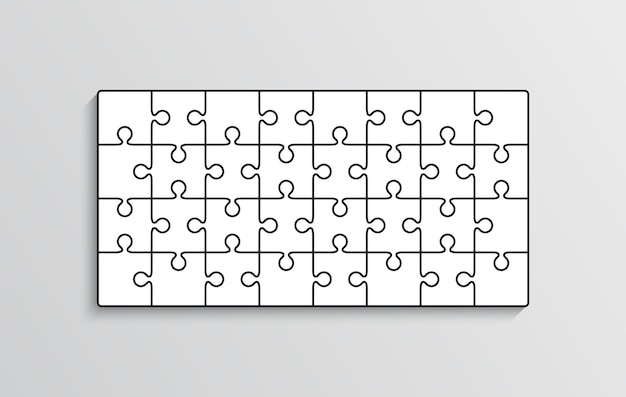 Conjunto de piezas de rompecabezas Cuadrícula de esquema de rompecabezas Esquema de juego de pensamiento Fondo moderno Plantilla de corte