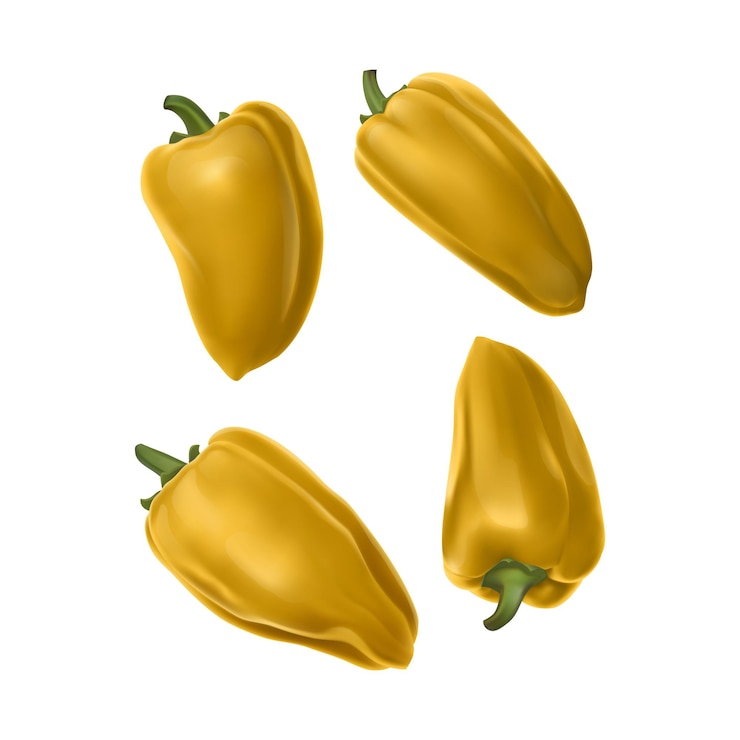 Vector conjunto de pimientos dulces de color amarillo. ilustración aislada