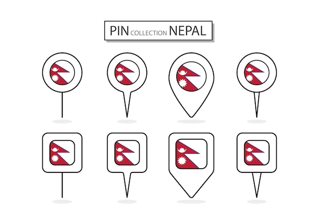 Conjunto de pin plano icono de bandera de Tailandia en diversas formas icono de pin plano Diseño de ilustración