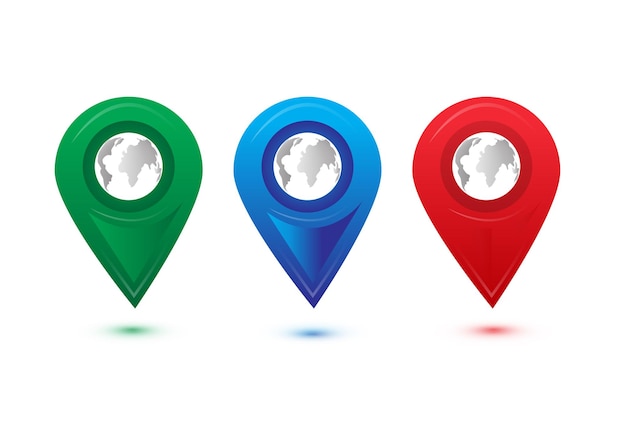 Conjunto de pin de ubicación Concepto de destino de vector libre Viaje internacional puntero rojo.