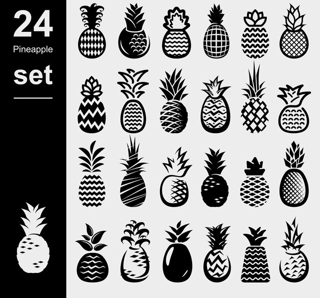 Vector conjunto de piña colección de iconos de piña vector