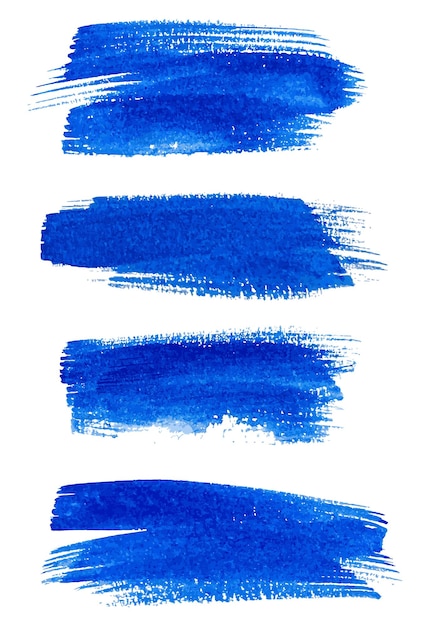 Conjunto de pincel azul pincel de trazo de tinta ilustración vectorial aislado en blanco