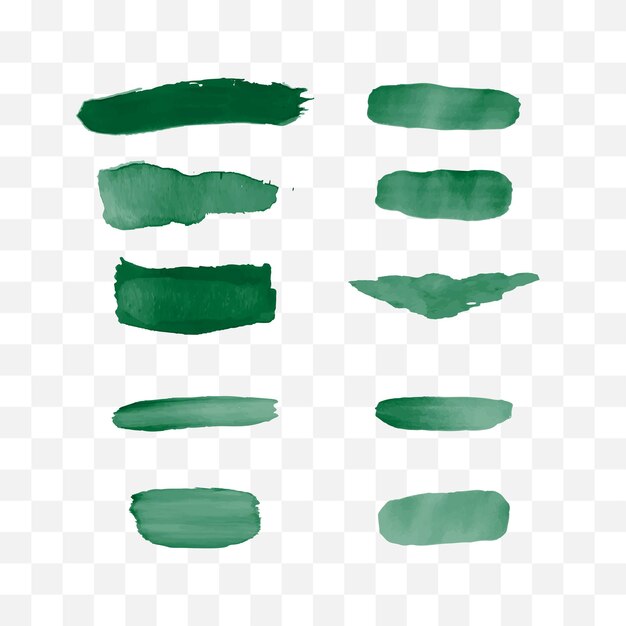 Conjunto de pinceladas de acuarela verde Ilustración vectorial