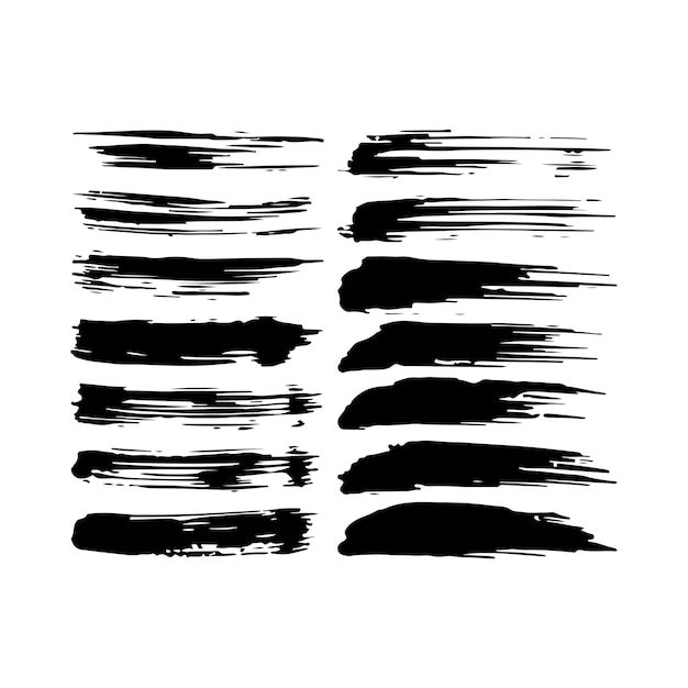 Conjunto de pinceladas grunge rojas negras aisladas sobre un fondo blanco Ilustración vectorial