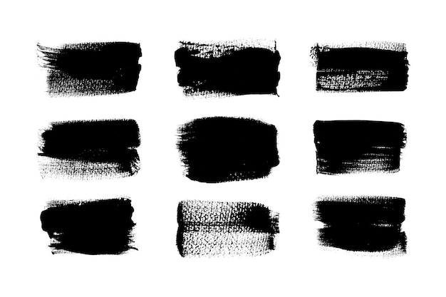 Conjunto de pinceladas y líneas de grunge dibujadas a mano líneas de pinta creativas con bordes ásperos abstracto