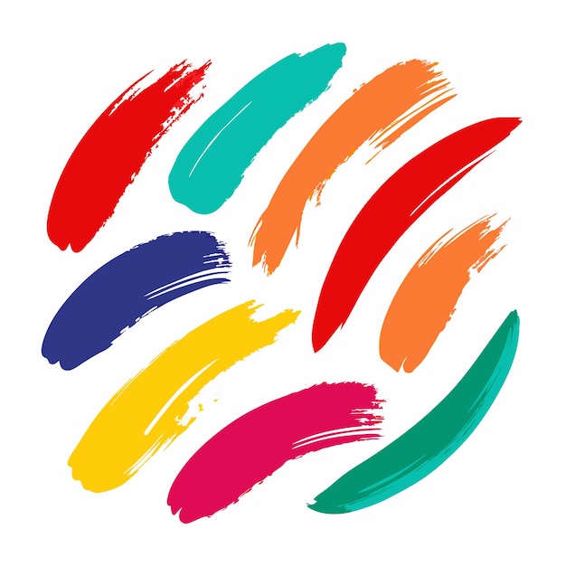 Conjunto de pinceladas multicolores Pincelada multicolora vectorial aislada sobre un fondo blanco