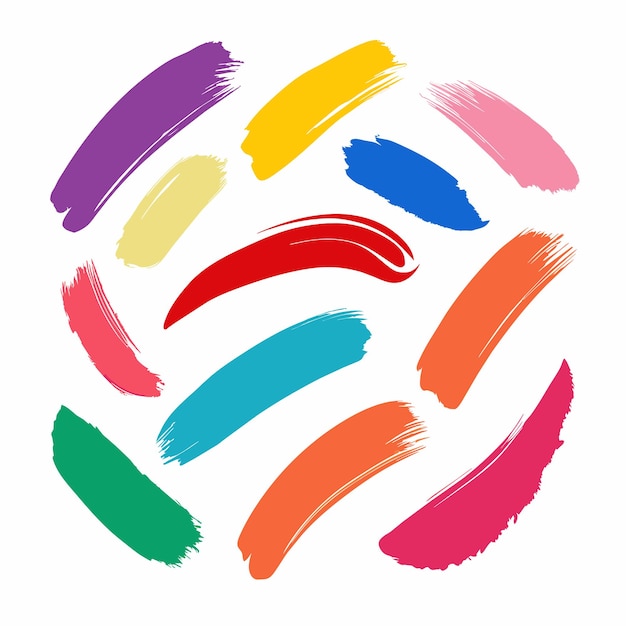 Conjunto de pinceladas multicolores Pincelada multicolora vectorial aislada sobre un fondo blanco