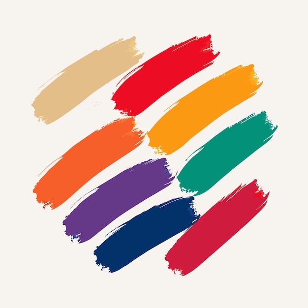Conjunto de pinceladas multicolores Pincelada multicolora vectorial aislada sobre un fondo blanco
